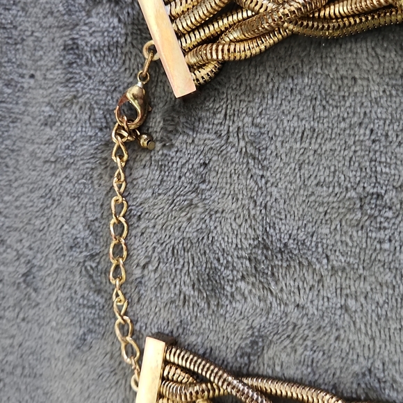 Braided 6 Strands, Women's Gold Tone,  Necklace is 1 inch Wide and 22 in. Long. - Picture 5 of 5